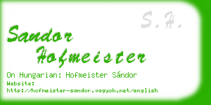 sandor hofmeister business card
