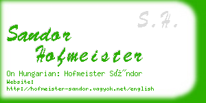 sandor hofmeister business card